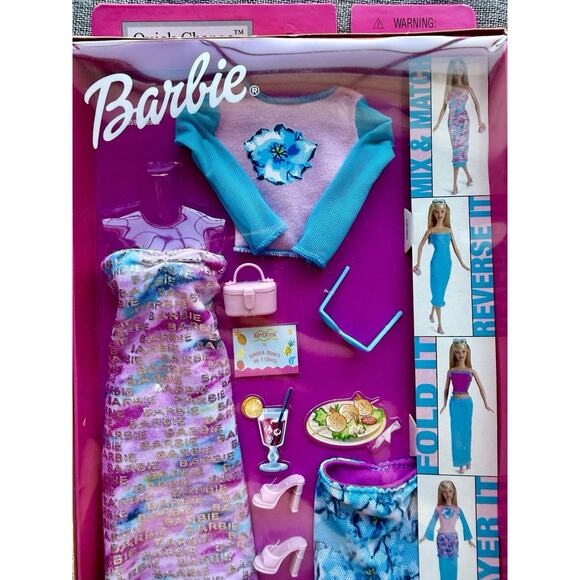Barbie Fashion Avenue Quick Change Outfit Pink Blue Dress Top & Heels - Picture 2 of 3